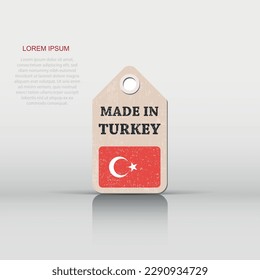 Hang tag made in Turkey with flag. Vector illustration