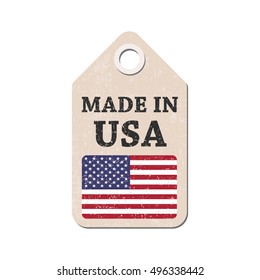 Hang tag made in USA with flag. Vector illustration