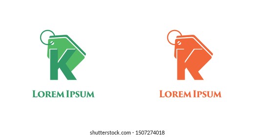 hang tag vector initial K for online shop logo