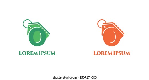 hang tag vector initial O for online shop logo