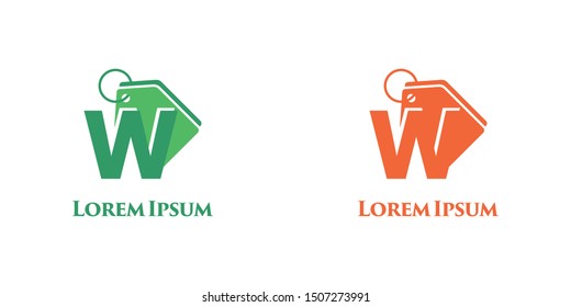 hang tag vector initial W for online shop logo