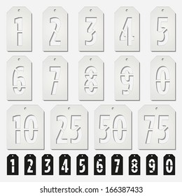 Hang tags stencil numbers cards