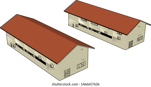 Hangar building, illustration, vector on white background.