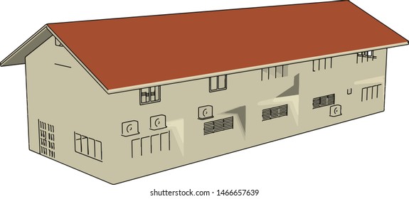 Hangar building, illustration, vector on white background.