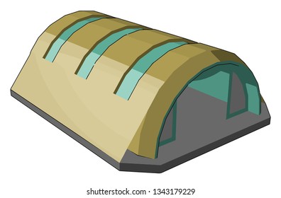 Hangar is a closed building structure to hold aircraft or spacecraft Hangars are built of Metal Wood and concrete vector color drawing or illustration
