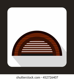 Hangar icon in flat style with long shadow. Building symbol