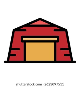 Hangar icon. Outline hangar vector icon color flat isolated