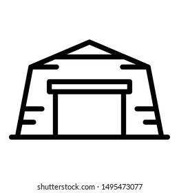 Hangar icon. Outline hangar vector icon for web design isolated on white background