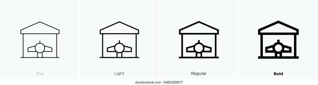 hangar icon. Thin, Light Regular And Bold style design isolated on white background