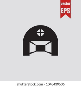 Hangar icon in trendy isolated on grey background.Vector illustration.