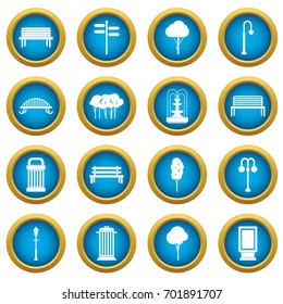 Hangar icons blue circle set isolated on white for digital marketing