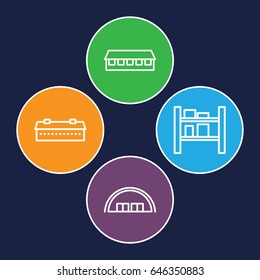 Hangar icons set. set of 4 hangar outline icons such as barn