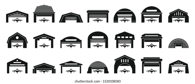 Hangar icons set. Simple set of hangar vector icons for web design on white background