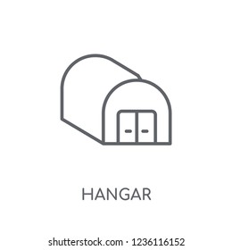 Hangar linear icon. Modern outline Hangar logo concept on white background from Delivery and logistics collection. Suitable for use on web apps, mobile apps and print media.