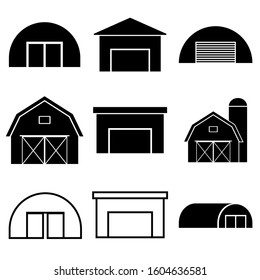Hangar set icon, logo isolated on white background