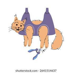 Hanged cat claw trimming cartoon