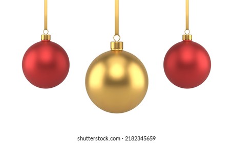 Hanged Christmas Ball Spielzeug metallisch glänzend traditionellen Winterurlaub Dekor realistische 3D-Ikone Vektorgrafik. Helle Premium Xmas Design Innenbaubelelemente. Silvester