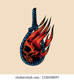 Hanged himself tattoo Vector illustration
