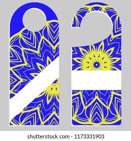 Hanger badge.Vector Illustration with floral mandala decoration.