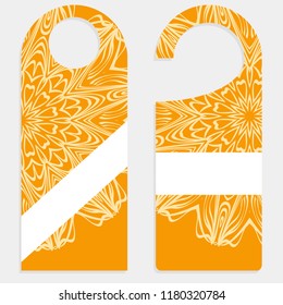 Hanger badge.Vector Illustration with floral mandala decoration.