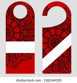 Hanger badge.Vector Illustration with floral mandala decoration.