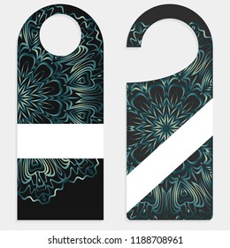 Hanger badge.Vector Illustration with floral mandala decoration.