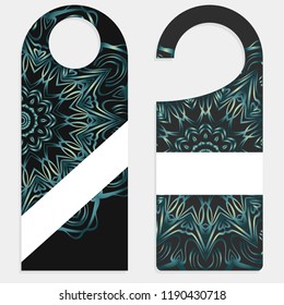 Hanger badge.Vector Illustration with floral mandala decoration.
