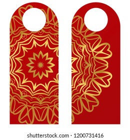 Hanger badge.Vector Illustration with floral mandala decoration.