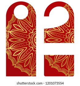Hanger badge.Vector Illustration with floral mandala decoration.