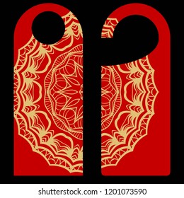 Hanger badge.Vector Illustration with floral mandala decoration.