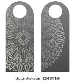 Hanger badge.Vector Illustration with floral mandala decoration.