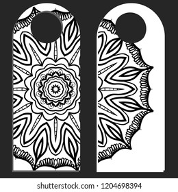 Hanger badge.Vector Illustration with floral mandala decoration.