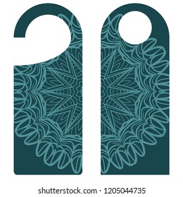 Hanger badge.Vector Illustration with floral mandala decoration.