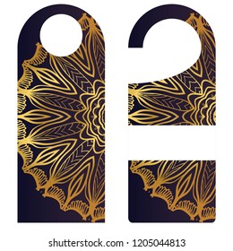 Hanger badge.Vector Illustration with floral mandala decoration.