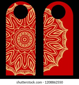 Hanger badge.Vector Illustration with floral mandala decoration.
