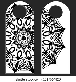 Hanger badge.Vector Illustration with floral mandala decoration.