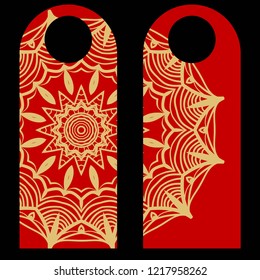Hanger badge.Vector Illustration with floral mandala decoration.