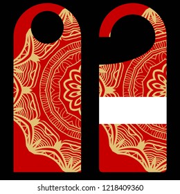 Hanger badge.Vector Illustration with floral mandala decoration.