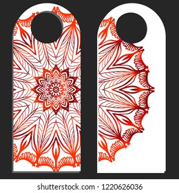 Hanger badge.Vector Illustration with floral mandala decoration.