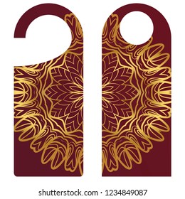 Hanger badge.Vector Illustration with floral mandala decoration.