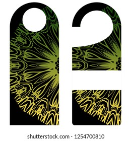 Hanger badge.Vector Illustration with floral mandala decoration.