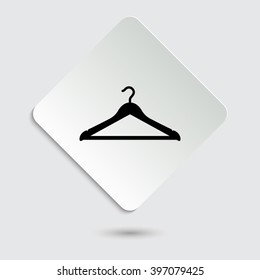 Hanger - black vector icon  on a paper button