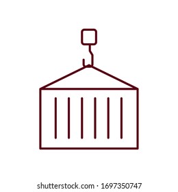 icono del contenedor de carga y suspensión sobre fondo blanco, estilo de línea, ilustración vectorial