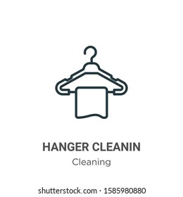 Hanger cleanin outline vector icon. Thin line black hanger cleanin icon, flat vector simple element illustration from editable cleaning concept isolated on white background