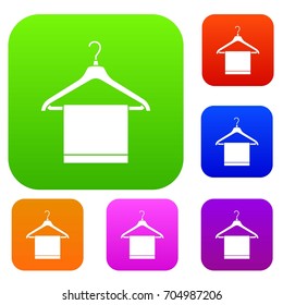 Hanger with cloth set icon in different colors isolated vector illustration. Premium collection