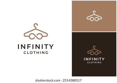 Hanger Clothing Fashion Clothes Infinity Loop Unlimited Line Icon Vector Logo Design Illustration