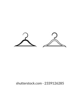 Icono de la ropa de colgador diseño de la silueta y línea sobre fondo blanco