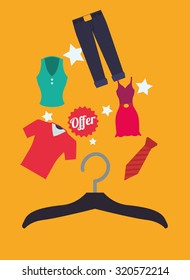 Hanger concept with clothes design, vector illustration 10 eps graphic.