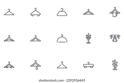Hanger concept. Collection of modern high quality Hanger line icons. Editable stroke. Premium linear symbol for web sites, flyers, banners, online shops and companies. 