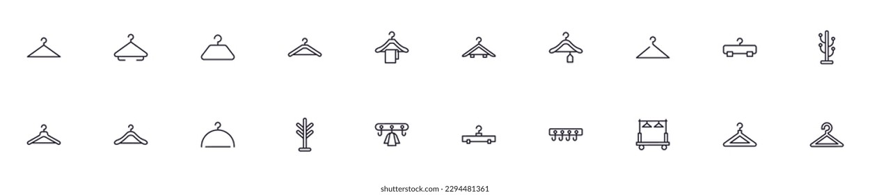 Hanger concept. Collection of modern high quality Hanger line icons. Editable stroke. Premium linear symbol for web sites, flyers, banners, online shops and companies. 